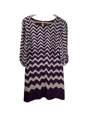 Luxology Purple Chevron Stripe Shift Dress Size 8